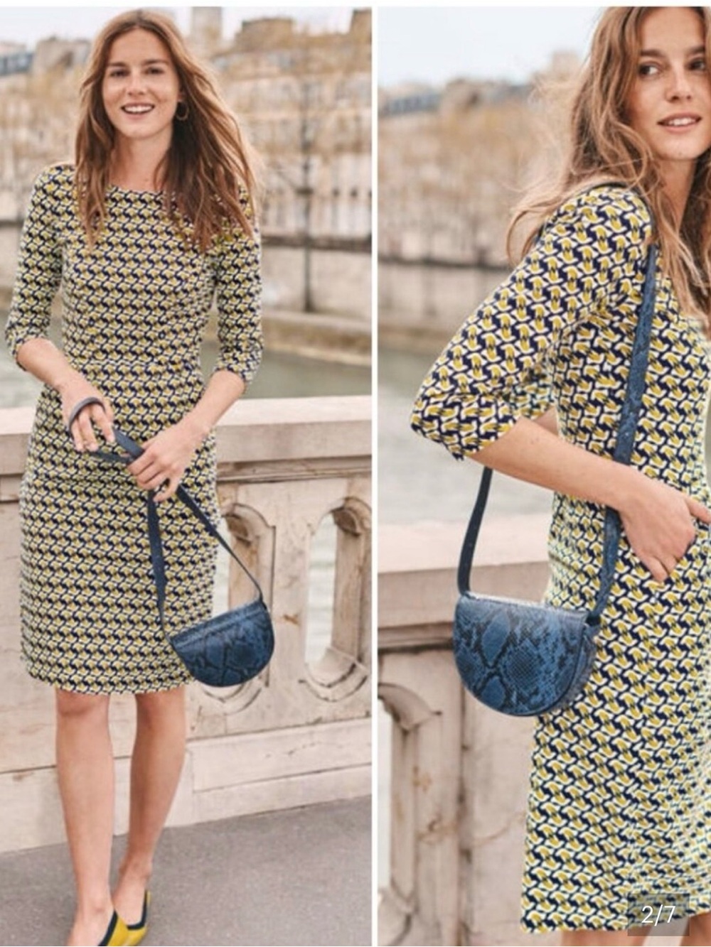 Boden Dove-Patterned Dress with Pockets! 100% Cotton